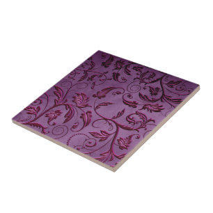 Victorian Vines Purple Lace Ceramic Tile