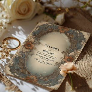 Victorian Vintage Art Nouveau Floral Wedding Invitation