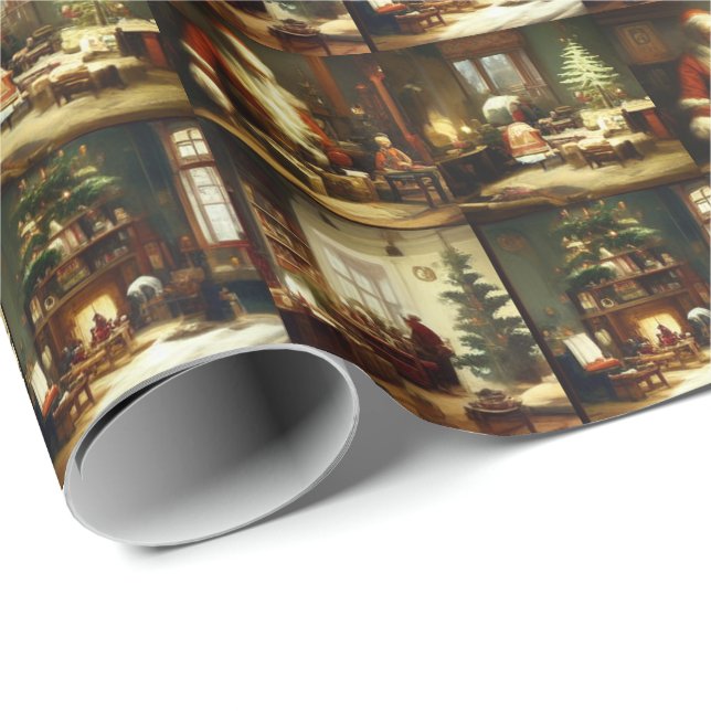 Victorian Vintage Christmas Holiday Wrapping Paper (Roll Corner)