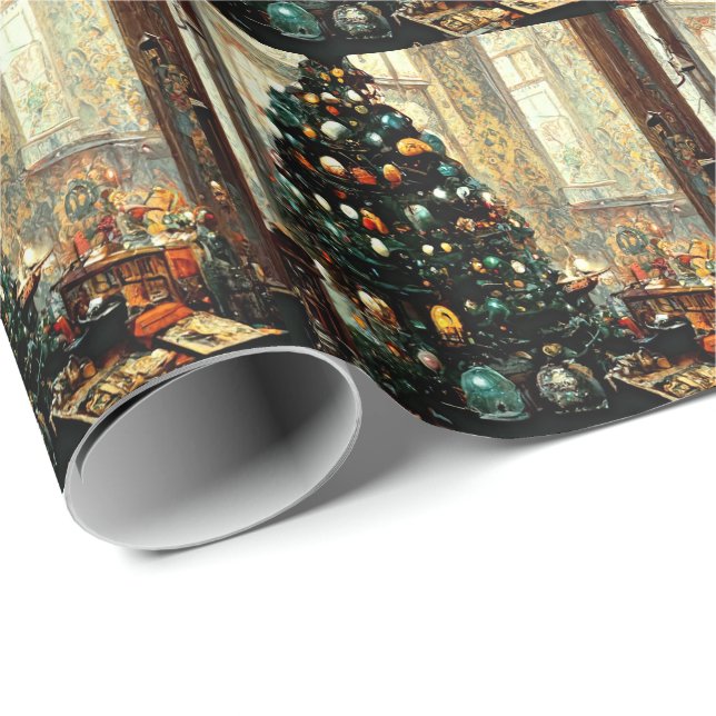 Victorian Vintage Christmas Holiday Wrapping Paper (Roll Corner)