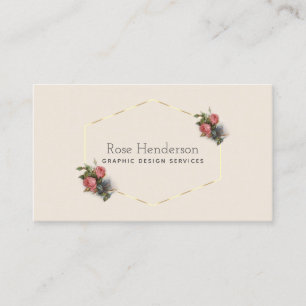Victorian Vintage Crimson Pink Roses Elegant Business Card