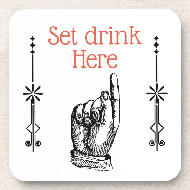 Victorian vintage finger pointing hand coasters (Front)