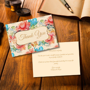 Victorian Vintage Floral Pattern Thank You Card