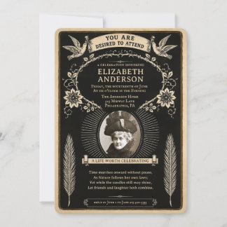 Victorian Vintage Funeral-Style Photo Invitation