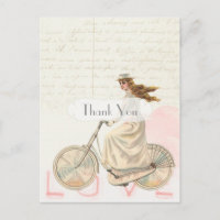 Victorian Vintage Girl on a bicycle Thank You
