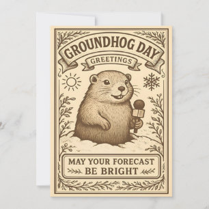 Victorian Vintage Groundhog Day Greetings Holiday Card