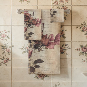 Victorian Vintage Grunge Floral Bath Towel Set