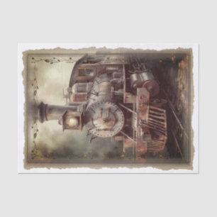 Victorian Vintage Locomotive Decoupage Tissue Paper