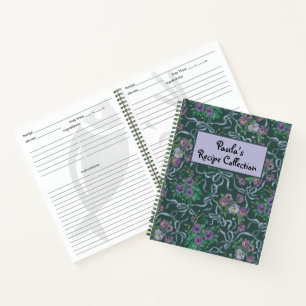 Victorian Vintage Purple Pansy Blue Ribbon Recipe Notebook