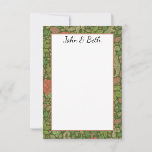 Victorian Vintage Red Roses Pink Mums Thank You Card