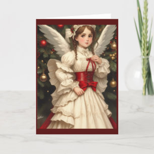 Victorian Vintage Retro Christmas Angel Holiday Card