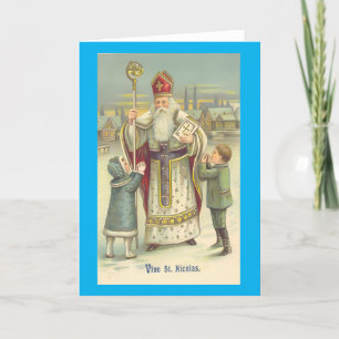 Victorian Vintage Retro Christmas St Nicholas Holiday Card