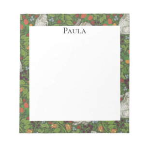 Victorian Vintage White Bunny Rabbit in Garden Notepad