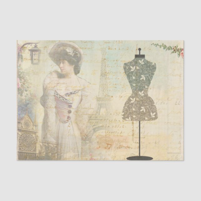 Victorian Vintage Woman Dressmaker Decoupage Tissue Paper (Front)