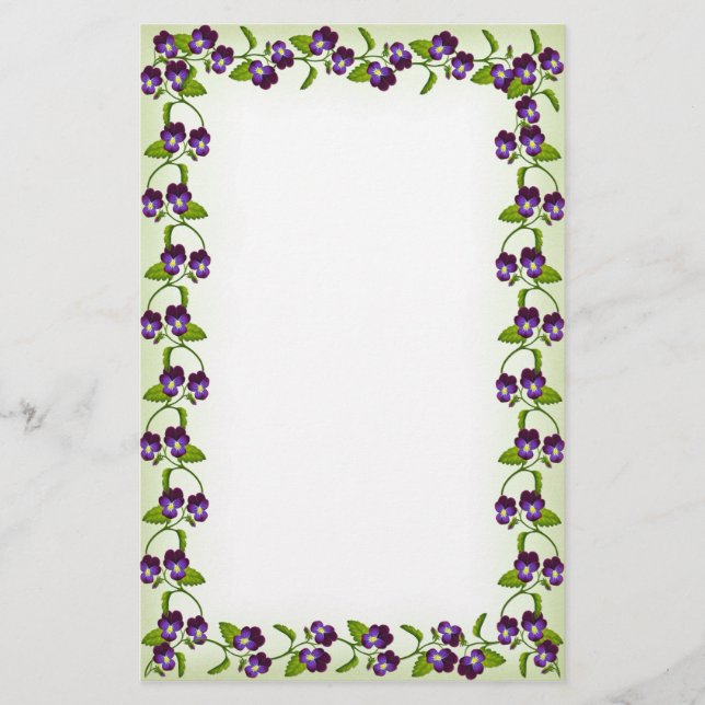 Victorian Viola Garden Stationery (Front)