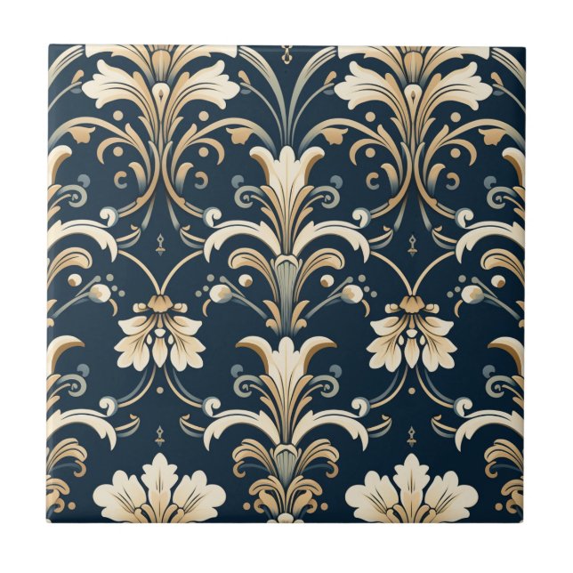 Victorian Wallpaper Pattern Ceramic Tile (Front)