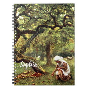 Victorian Watercolor: Girl picking Apples Notebook