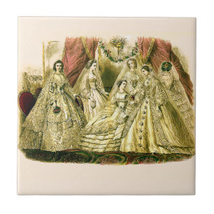 Victorian Wedding Art Print Fashion Dress Ceramic Tile