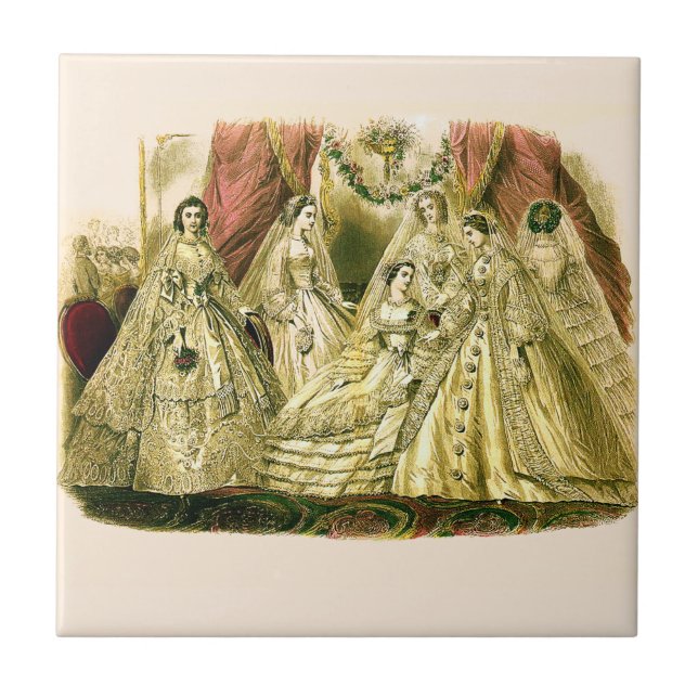 Victorian Wedding Art Print Fashion Dress Ceramic Tile (Front)