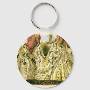 Victorian Wedding Art Print Fashion Dress Key Ring