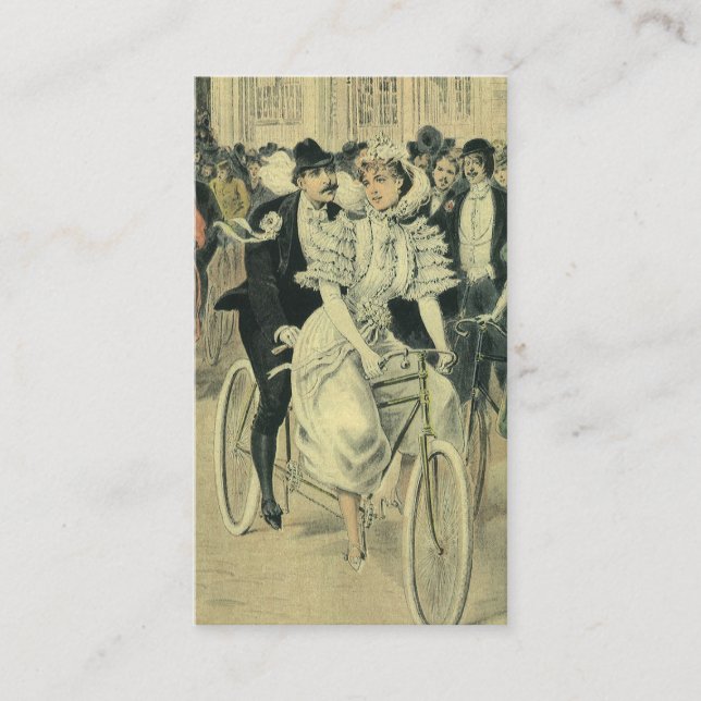 Victorian Wedding Bride and Groom Newlywed Bicycle Enclosure Card (Front)