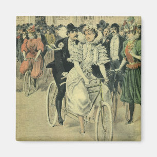 Victorian Wedding Bride and Groom Newlywed Bicycle Magnet