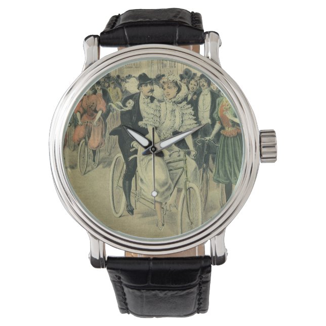 Victorian Wedding Bride and Groom Newlywed Bicycle Watch (Front)