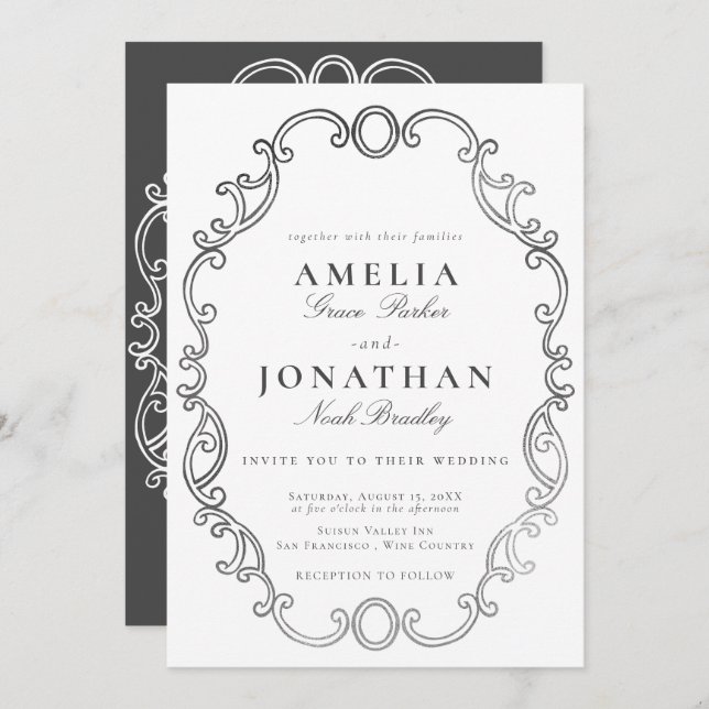 Victorian Wedding Crest Invitation (Front/Back)