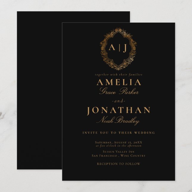 Victorian Wedding Crest Invitation (Front/Back)