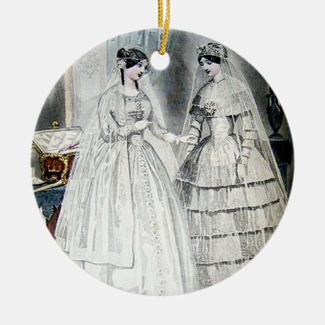 Victorian Wedding Dress Ceramic Ornament (Front)