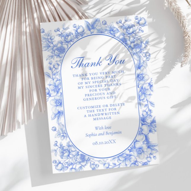 Victorian Wedding Floral Something Blue Thank You Card (Creator Uploaded)