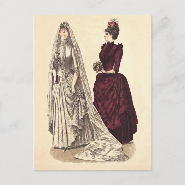 Victorian wedding gown postcard (Front)