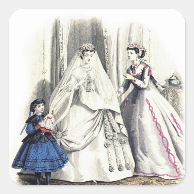Victorian Wedding Square Sticker (Front)