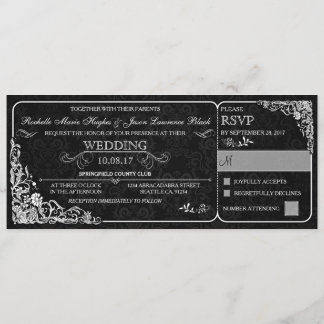 Victorian Wedding Ticket Invitation w/ RSVP