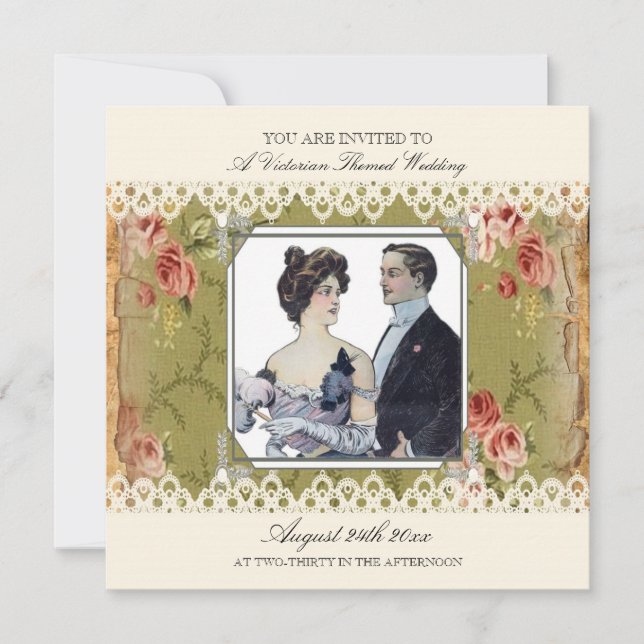 Victorian Wedding Vintage Style Invitation (Front)