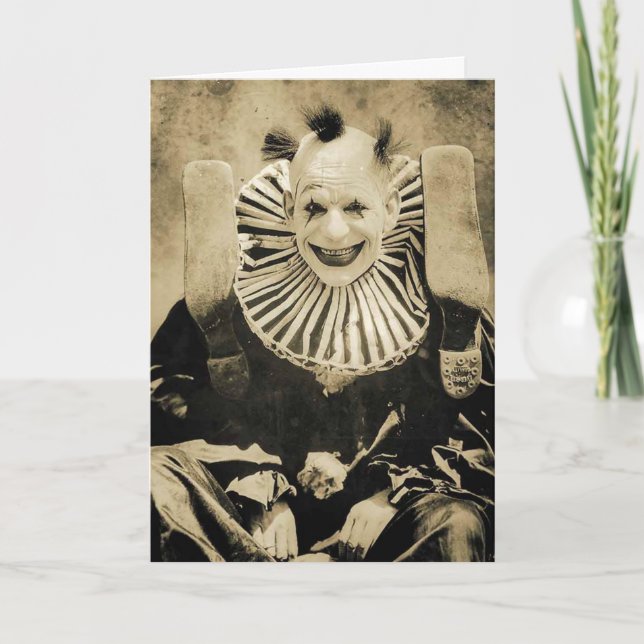 Victorian Weird Creepy Clown Smiling Postcard (Front)