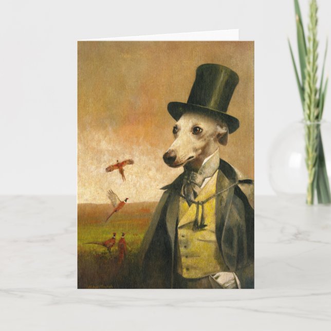 Victorian Whippet Greetings Card (Front)