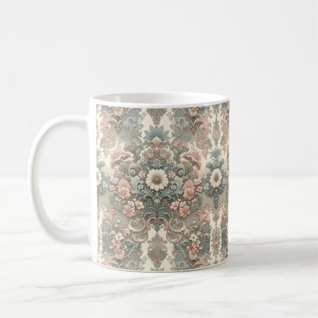 Victorian Whisper: A Pastel Symphony Coffee Mug (Left)
