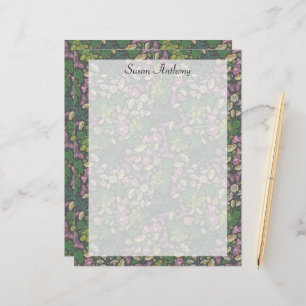 Victorian White Daisies Purple Butterflies Paper