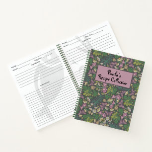 Victorian White Daisies Purple Butterflies Recipe Notebook