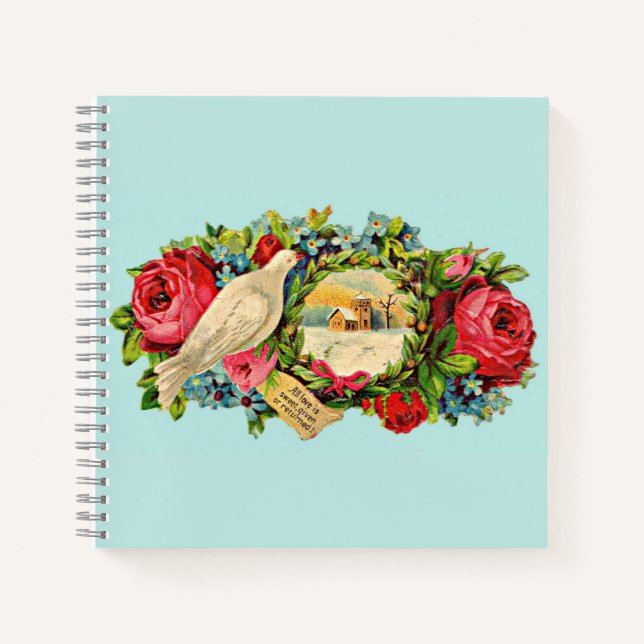 Victorian white dove and love message notebook (Front)