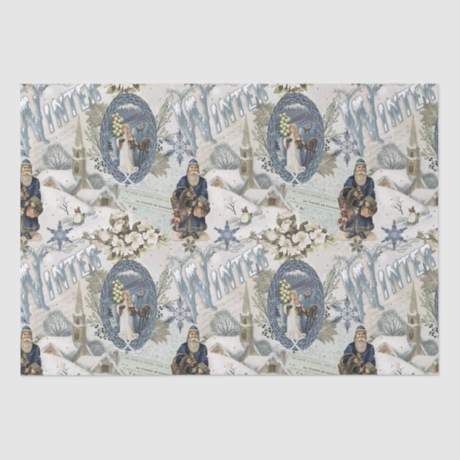 Victorian Winter Blues Vignette  Tissue Paper (Front)