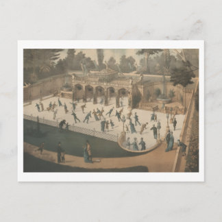 Victorian Winter Ice Skating Lithograph Postcard