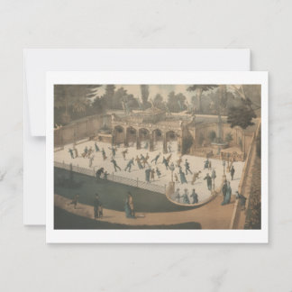 Victorian Winter Ice Skating Lithograph Thank You Card