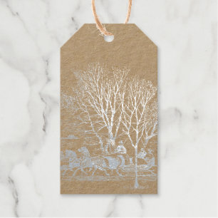 Victorian winter scene - silver gift tags
