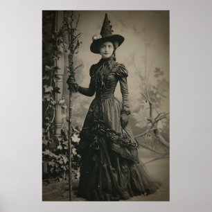 Victorian Witch Sepia Portrait Poster