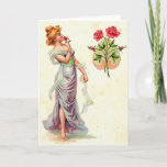 Victorian Woman And Red Roses Note Card<br><div class="desc">Victorian Love Note Card.  Beautiful woman with roses for any special  Perfect for Mother's Day,  Birthday,  Valentine's Day,  etc.!</div>