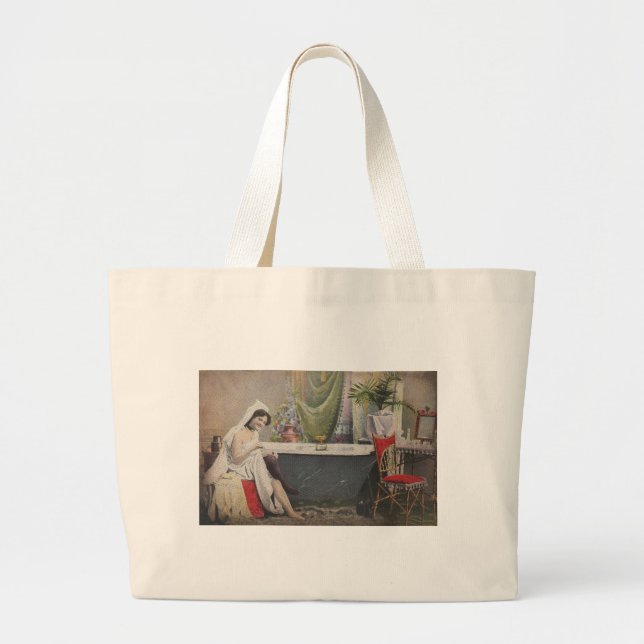 Victorian woman bathing bath large tote bag (Front)