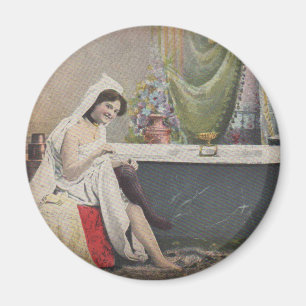 Victorian woman bathing bath magnet