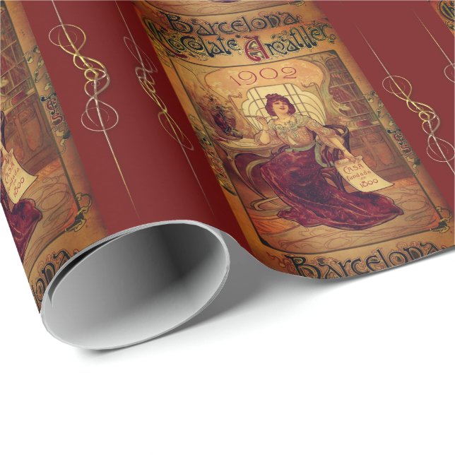 Victorian woman chocolate advertisement wrapping paper (Roll Corner)